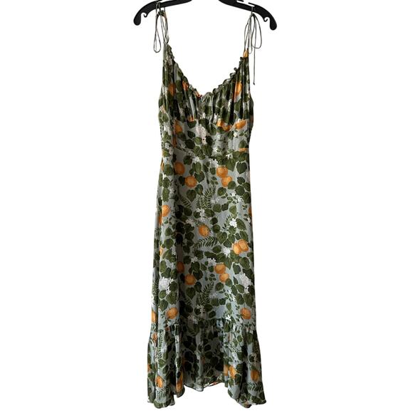 reformatio embry midi dress orange grove green size 10 NEW - Picture 1 of 5